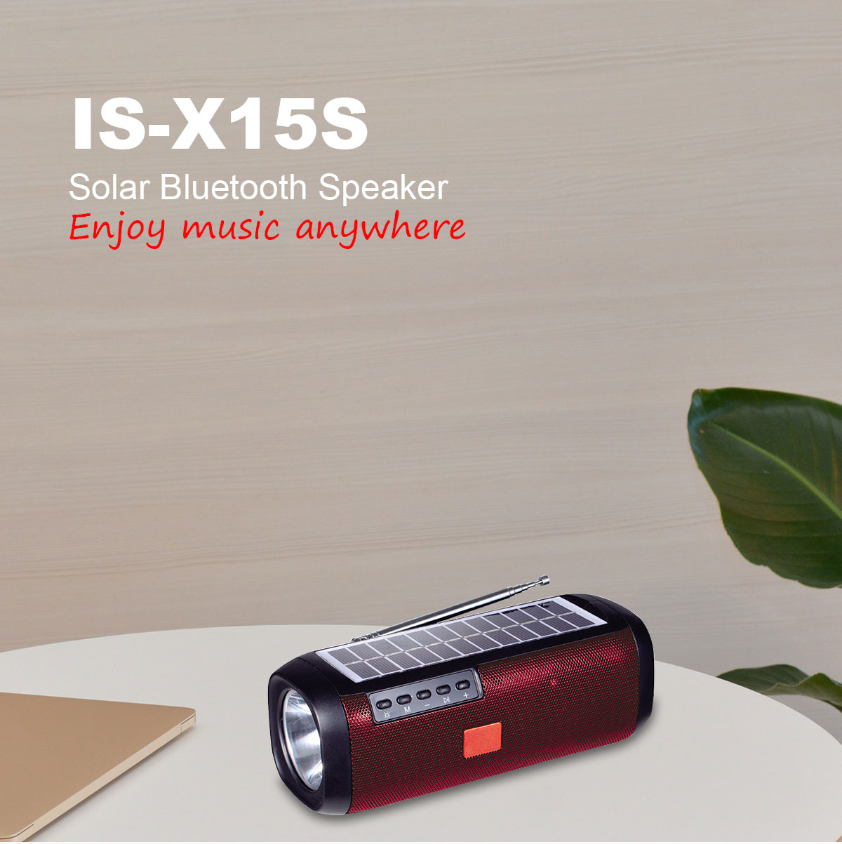 IS-X15 SolarRadio Wireless Bluetooth Speaker with LED Lamp Flashlight