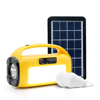 Portable Solar panel LED Lamp bulb FM Radio Wireless Speaker with power bank kit